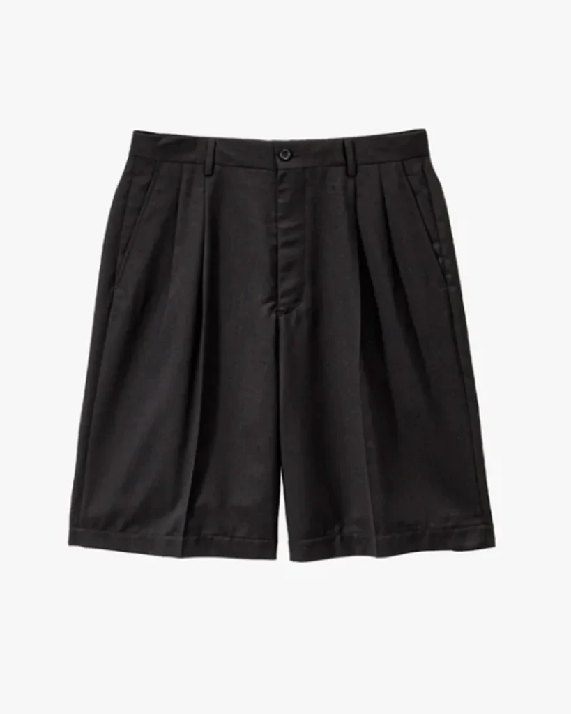商品画像: Melange Herringbone Pleated Wide Shorts