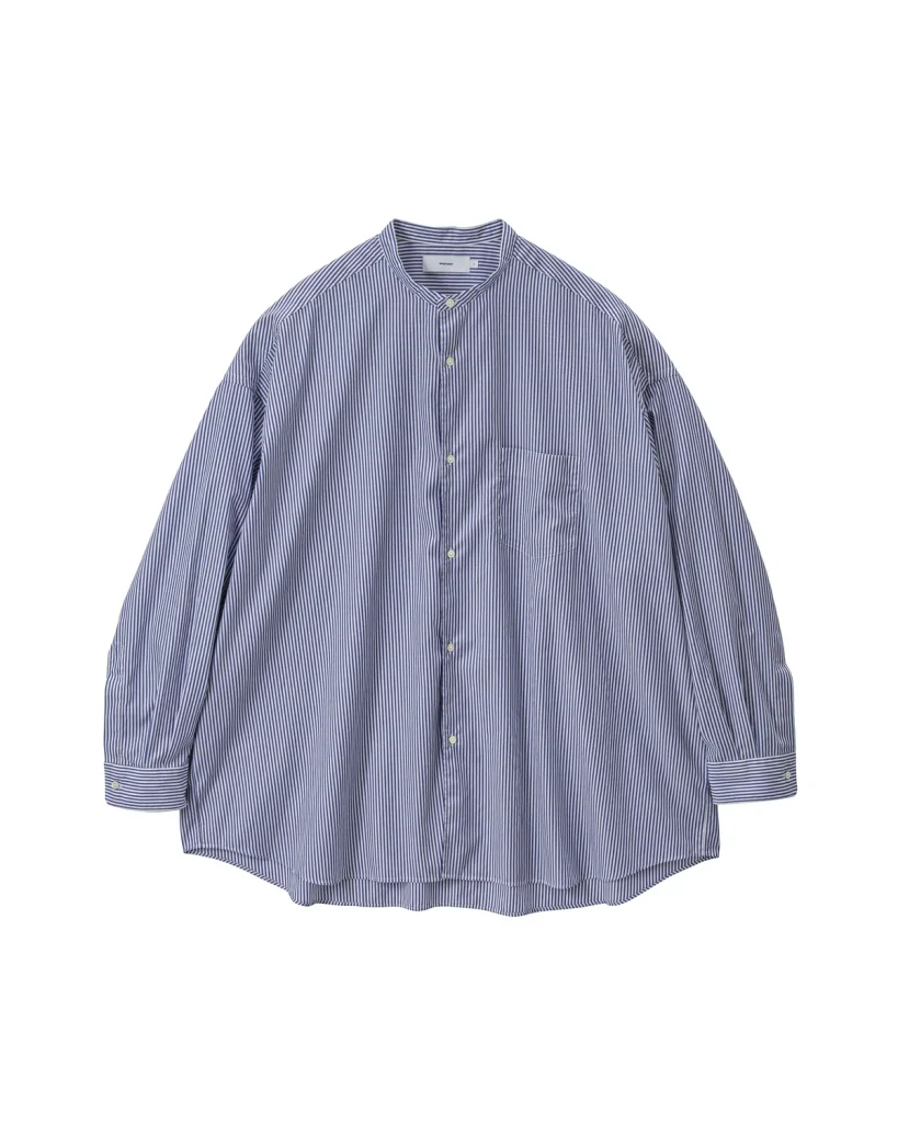 商品画像:  Broad Stripe L/S Oversized Band Collar Shirt (GM264-50023STB)